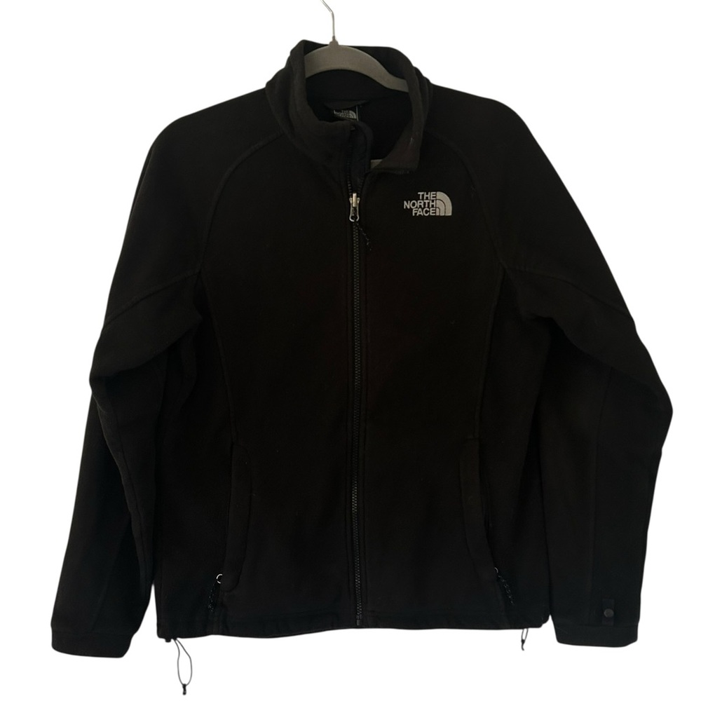 Black Classic Design North Face Jacket Coat Zip Up Fleece Women’s Size Medium!
